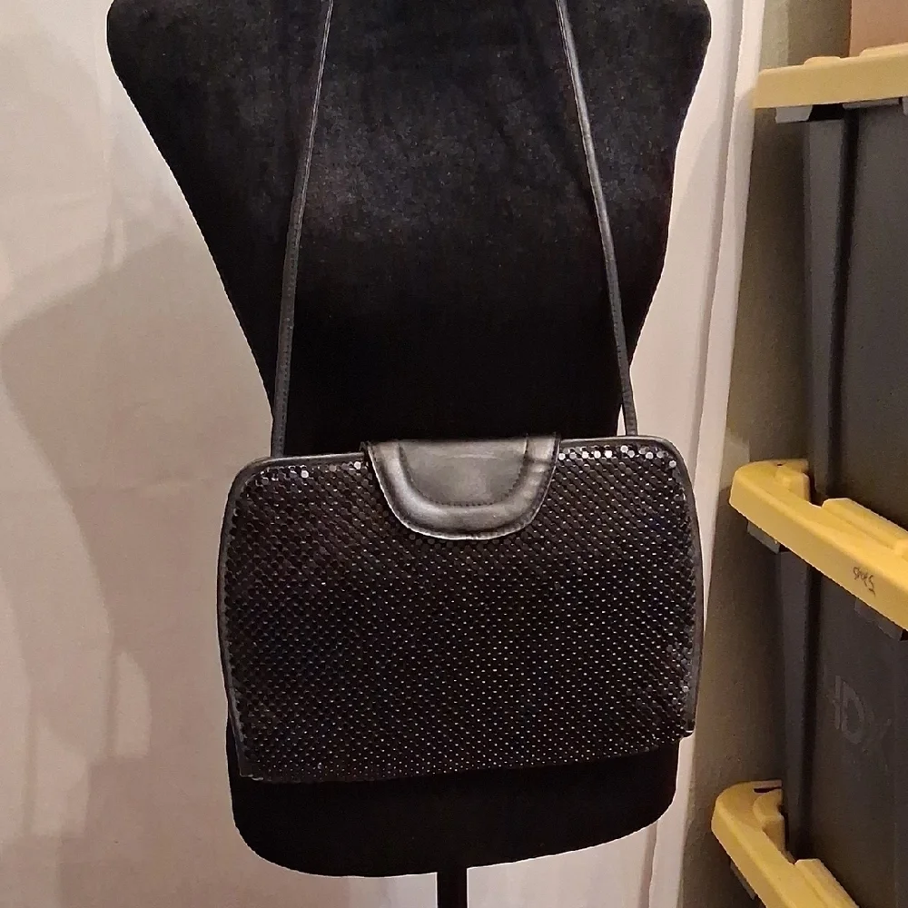 Whiting And Davis International Black Metal Purse